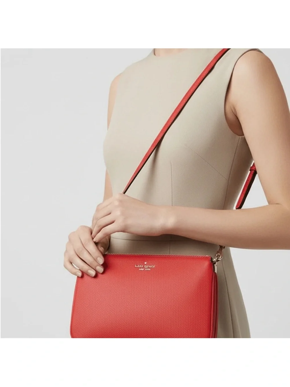 Kate Spade Pebbled Leather Crossbody Bag in Bright Coral